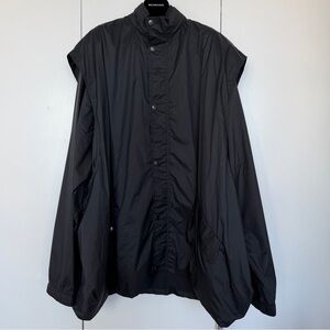 Balenciaga Oversized Windbreaker Jacket, Black Matte Nylon, Size S